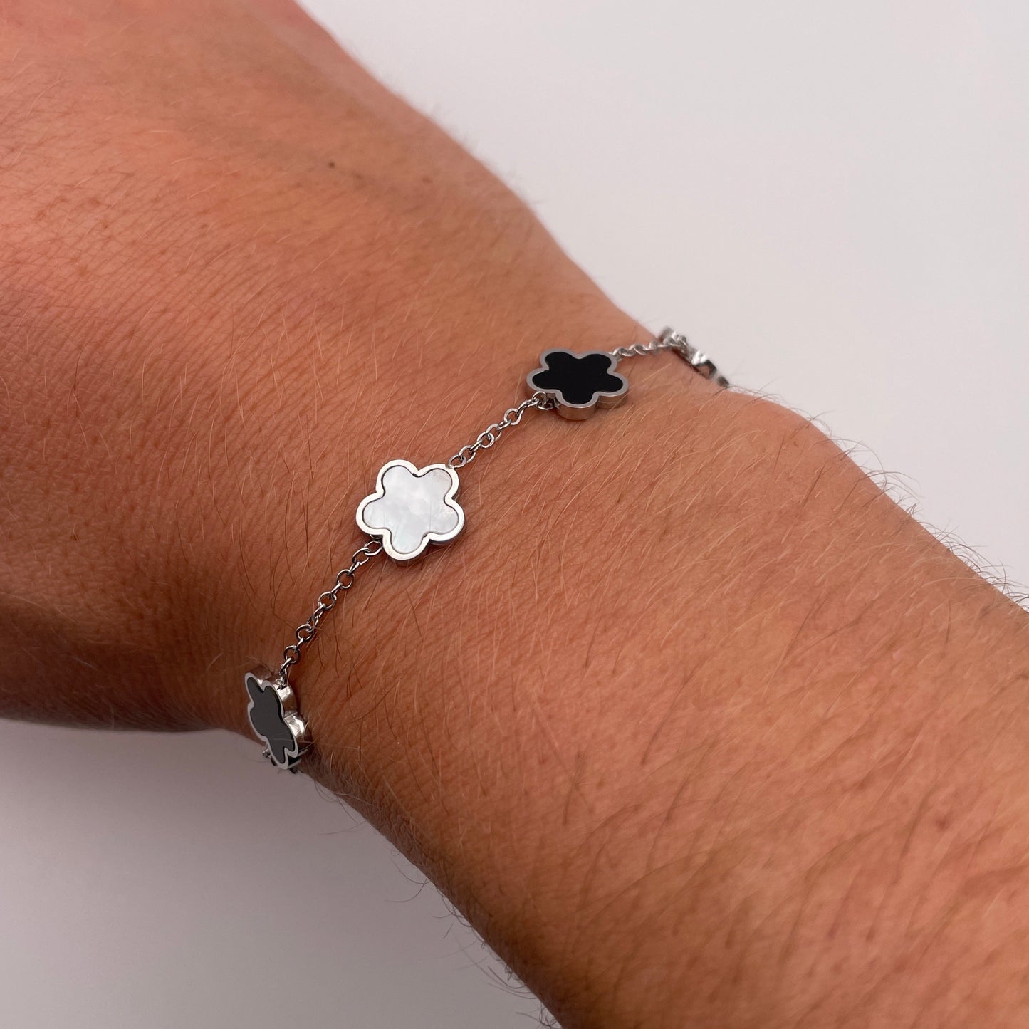 Black & White Clover Bracelet