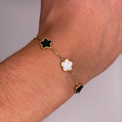 Black & White Clover Bracelet